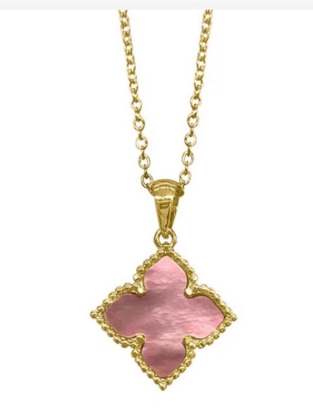 Adornia Pink Mother of Pearl 14K Gold Pendant Necklace. Reg $70. NWT